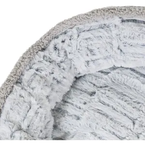 Deep Plush Grey Donut Pet Bed close up top view of plush inner
