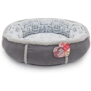 Deep Plush Grey Donut Pet Bed side view soft and plush bed