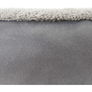 Deep Plush Grey Donut Pet Bed close up of soft grey side