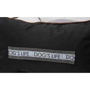 Dog's Life Premium Country Waterproof Bed - Black side handle with dog's life
