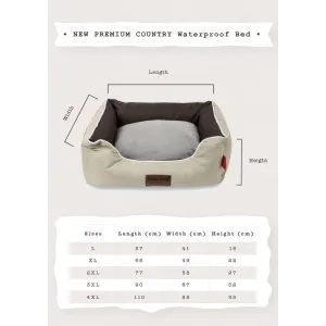 Dog's Life Premium Country Waterproof Bed - Black sizing chart