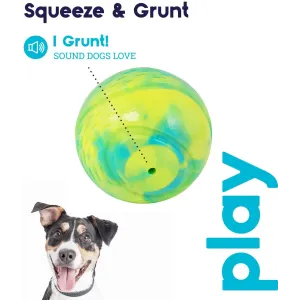 Grunt Tennis Ball Dog Toy green makes a grunt noise