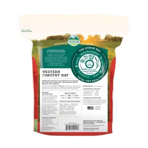 Western Timothy Feeding Hay for Small Pets back of packaging