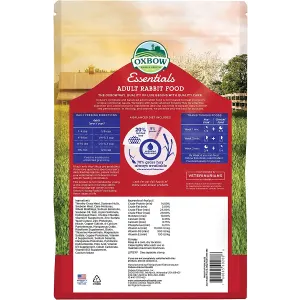 Essentials Adult Rabbit Food back of packaging