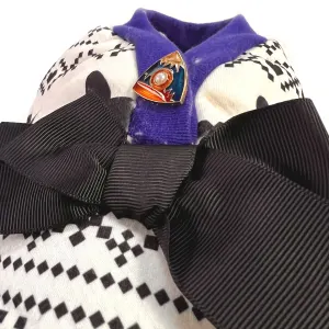 Dog’s Life Boston Terrier Design Dog Pyjamas - Black close up of black bow