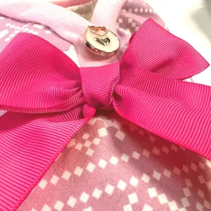 Dog’s Life Boston Terrier Design Dog Pyjamas - Pink close up bow