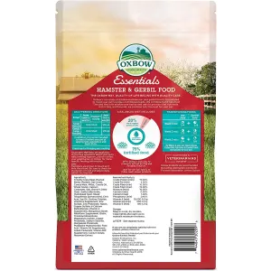 Essentials Hamster & Gerbil Food Back of packaging