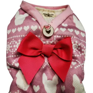 Dog’s Life Boston Terrier Design Dog Pyjamas - Pink close up of top half