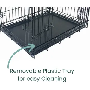 Wire Pet Crate With Sliding Door removable plastic tray