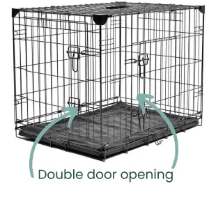 Wire Pet Crate With Bed double door openings