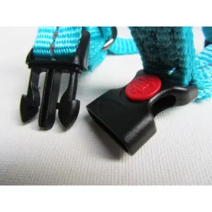 Reflective Supersoft Webbing Dog Harness close up of turquoise buckle