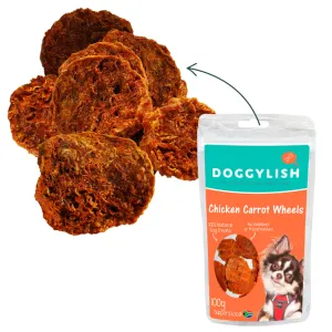 Doggylish Chicken Carrot Wheels Dog Treats orange wheel shaped chicken and carrot treats