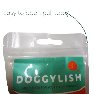Doggylish Liver Chips Dog Treats easy to open pull tab