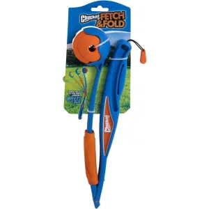 Chuckit! Fetch & Fold Ball Launcher blue and orange in color