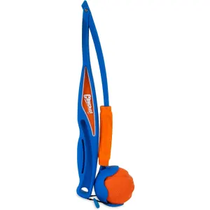 Chuckit! Fetch & Fold Ball Launcher side profile view with orange ball