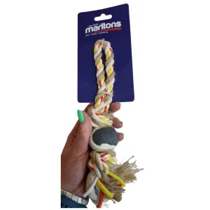 Marltons Rope Dog Toy With Mini Tennis Ball size comparison