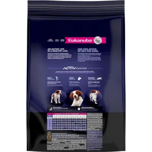 Eukanuba Medium Breed Puppy Food back of packaging