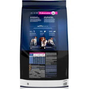 Eukanuba Senior Medium Breed Dog Food back of packaging