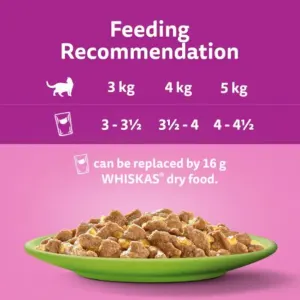 Whiskas Wet Adult Cat Food In Jelly - Mixed Menu Fish & Meat Selection feeding guide