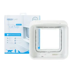 Sureflap Microchip Dualscan Cat Flap white option next to carton box