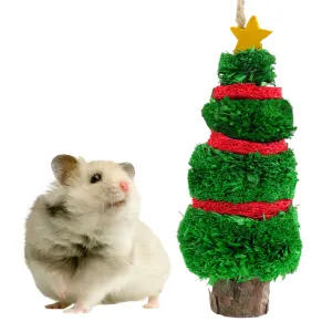 Christmas Nibble & Gnaw Tree For Small Pets with white hamster