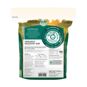 Organic Meadow Grass feeding Hay For Small Pets back of packaging