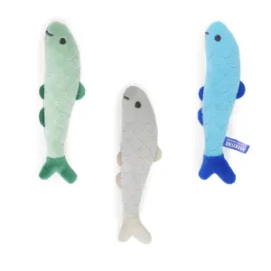 Battersea Catnip Toys For Cats green, grey and blue fish design
