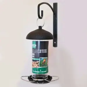 Gardman Black Metal Birdfeeder hanging on wall