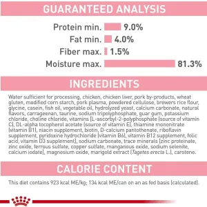 Royal Canin Babycat Instinctive Tin Kitten Wet Cat Food guaranteed analysis