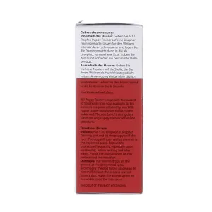 Beaphar Dog Puppy Trainer Drops side of packaging on the box