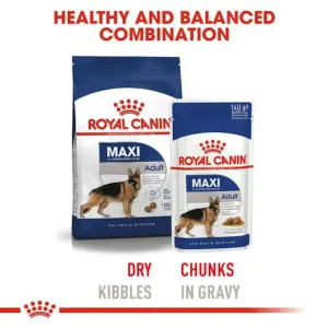 Royal Canin Maxi Adult Wet Dog Food dry and wet combination