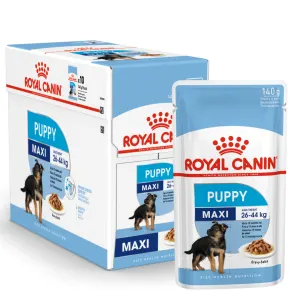 Light blue &amp; white pouch of Royal Canin Maxi Puppy Wet Food