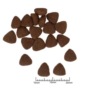 Purina Pro Plan Medium Breed Adult Dog Food pellets to scale