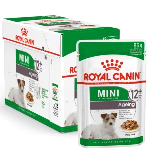 Green &amp; white pouch of Royal Canin Mini Ageing Wet Dog Food