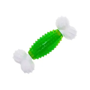 Marltons Canine Clean Dog Toys Nylon Bone With TPR Center white and green in color