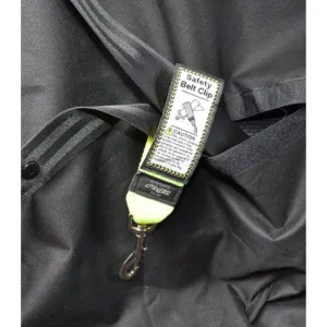 Rogz Safety Belt Clip for H-Harness attached to seatbelt