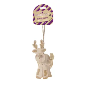 Patchwork Reindeer Gnaw wooden toy with a loofa tail