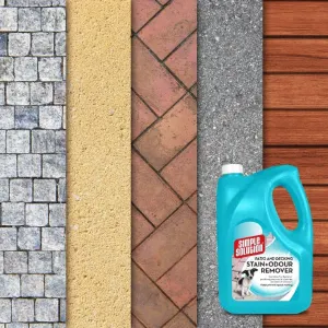 Simple Solution Patio & Deck Stain & Odour Remover can be used on stone, cement, tiles and wood