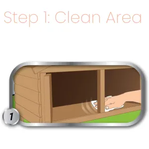 Simple Solution Cage & Hutch Freshener step one clean area