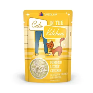Yellow pouch of Pumpkin lickin chicken for cats