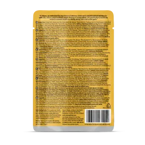 Back of pouch of naturo adult cat chicken pate pouch