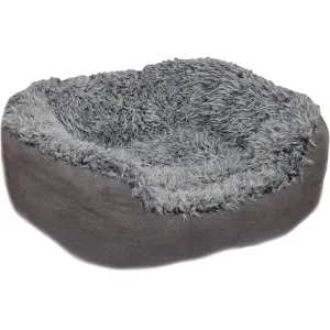 Grey faux fur & suede dog