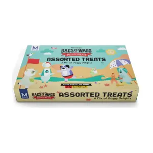 Bags O Wags Assorted Treat Box view from the front closed lid