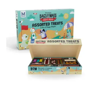 Bags O Wags Assorted Treat Box displaying multiple treats inside