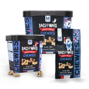 BBQ Tjoppie Dog Chews with black outer and purple inner in packaging