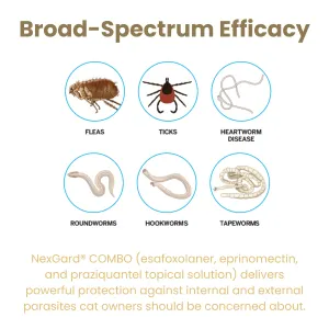 Infographic of parasites treated with Nexgard Combo for cats