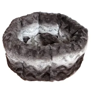 Snuggle Plush Pet Bed - Grey & Cream