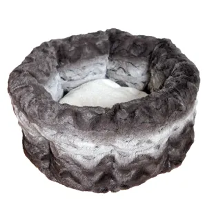 Snuggle Plush Pet Bed - Grey & Cream reversable