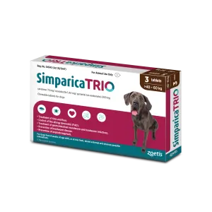 Dark brown Simparica Trio with a extra large breed dog