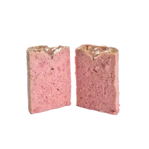 Wet fish and fish skin loaf cut into half